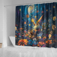 Nollaig Chridheil Scottish Gnome Shower Curtain Merry Christmas with Starry Night