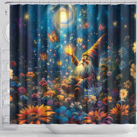 Nollaig Chridheil Scottish Gnome Shower Curtain Merry Christmas with Starry Night