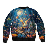 Nollaig Chridheil Scottish Gnome Sleeve Zip Bomber Jacket Merry Christmas with Starry Night - Wonder Print Shop