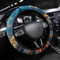 Nollaig Chridheil Scottish Gnome Steering Wheel Cover Merry Christmas with Starry Night - Wonder Print Shop