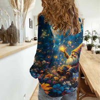 Nollaig Chridheil Scottish Gnome Women Casual Shirt Merry Christmas with Starry Night - Wonder Print Shop