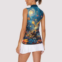Nollaig Chridheil Scottish Gnome Women Sleeveless Polo Shirt Merry Christmas with Starry Night - Wonder Print Shop