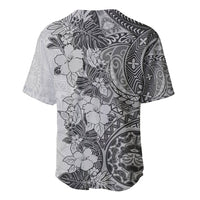 Polynesia Baseball Jersey Hibiscus and Hawaiian Tribal Tattoo Retro Style Gray Color LT9 - Wonder Print Shop