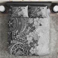 Polynesia Bedding Set Hibiscus and Hawaiian Tribal Tattoo Retro Style Gray Color LT9 - Wonder Print Shop
