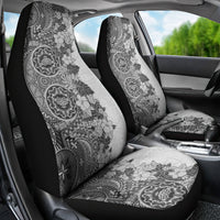 Polynesia Car Seat Cover Hibiscus and Hawaiian Tribal Tattoo Retro Style Gray Color LT9 - Wonder Print Shop