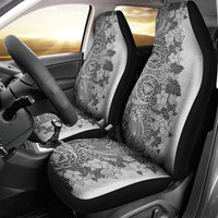 Polynesia Car Seat Cover Hibiscus and Hawaiian Tribal Tattoo Retro Style Gray Color LT9 - Wonder Print Shop