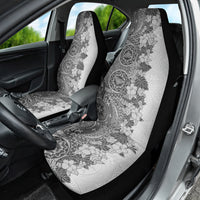 Polynesia Car Seat Cover Hibiscus and Hawaiian Tribal Tattoo Retro Style Gray Color LT9 - Wonder Print Shop