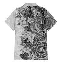 Polynesia Family Matching Mermaid Dress and Hawaiian Shirt Hibiscus and Hawaiian Tribal Tattoo Retro Style Gray Color LT9 - Wonder Print Shop