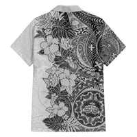 Polynesia Family Matching Puletasi Dress and Hawaiian Shirt Hibiscus and Hawaiian Tribal Tattoo Retro Style Gray Color - Wonder Print Shop