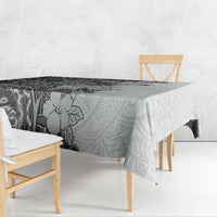 Polynesia Tablecloth Hibiscus and Hawaiian Tribal Tattoo Retro Style Gray Color - Wonder Print Shop