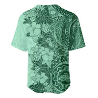 Polynesia Baseball Jersey Hibiscus and Hawaiian Tribal Tattoo Retro Style Green Color LT9 - Wonder Print Shop