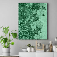 Polynesia Canvas Wall Art Hibiscus and Hawaiian Tribal Tattoo Retro Style Green Color LT9 - Wonder Print Shop