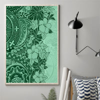 Polynesia Canvas Wall Art Hibiscus and Hawaiian Tribal Tattoo Retro Style Green Color LT9 - Wonder Print Shop
