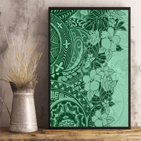Polynesia Canvas Wall Art Hibiscus and Hawaiian Tribal Tattoo Retro Style Green Color LT9 - Wonder Print Shop
