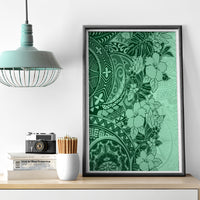 Polynesia Canvas Wall Art Hibiscus and Hawaiian Tribal Tattoo Retro Style Green Color LT9 - Wonder Print Shop
