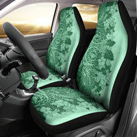Polynesia Car Seat Cover Hibiscus and Hawaiian Tribal Tattoo Retro Style Green Color LT9 - Wonder Print Shop