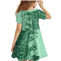 Polynesia Family Matching Mermaid Dress and Hawaiian Shirt Hibiscus and Hawaiian Tribal Tattoo Retro Style Green Color LT9 - Wonder Print Shop