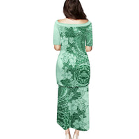 Polynesia Puletasi Hibiscus and Hawaiian Tribal Tattoo Retro Style Green Color - Wonder Print Shop