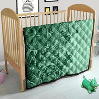 Polynesia Quilt Hibiscus and Hawaiian Tribal Tattoo Retro Style Green Color - Wonder Print Shop