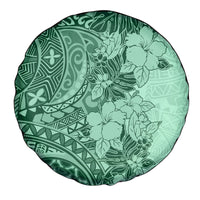Polynesia Spare Tire Cover Hibiscus and Hawaiian Tribal Tattoo Retro Style Green Color - Wonder Print Shop