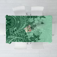 Polynesia Tablecloth Hibiscus and Hawaiian Tribal Tattoo Retro Style Green Color - Wonder Print Shop