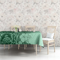 Polynesia Tablecloth Hibiscus and Hawaiian Tribal Tattoo Retro Style Green Color - Wonder Print Shop