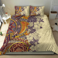 Polynesia Bedding Set Hibiscus and Hawaiian Tribal Tattoo Retro Style Tan Color LT9 - Wonder Print Shop