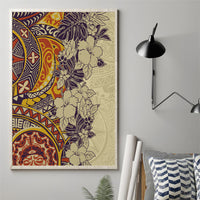 Polynesia Canvas Wall Art Hibiscus and Hawaiian Tribal Tattoo Retro Style Tan Color LT9 - Wonder Print Shop