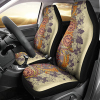 Polynesia Car Seat Cover Hibiscus and Hawaiian Tribal Tattoo Retro Style Tan Color LT9 - Wonder Print Shop