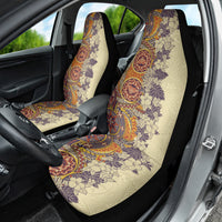 Polynesia Car Seat Cover Hibiscus and Hawaiian Tribal Tattoo Retro Style Tan Color LT9 - Wonder Print Shop