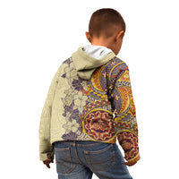Polynesia Kid Hoodie Hibiscus and Hawaiian Tribal Tattoo Retro Style Tan Color - Wonder Print Shop