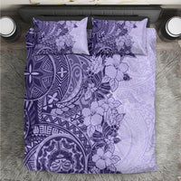 Polynesia Bedding Set Hibiscus and Hawaiian Tribal Tattoo Retro Style Violet Color LT9 - Wonder Print Shop