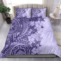 Polynesia Bedding Set Hibiscus and Hawaiian Tribal Tattoo Retro Style Violet Color LT9 - Wonder Print Shop