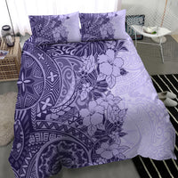 Polynesia Bedding Set Hibiscus and Hawaiian Tribal Tattoo Retro Style Violet Color LT9 - Wonder Print Shop