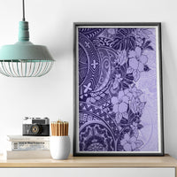 Polynesia Canvas Wall Art Hibiscus and Hawaiian Tribal Tattoo Retro Style Violet Color LT9 - Wonder Print Shop