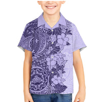 Polynesia Family Matching Mermaid Dress and Hawaiian Shirt Hibiscus and Hawaiian Tribal Tattoo Retro Style Violet Color LT9 - Wonder Print Shop