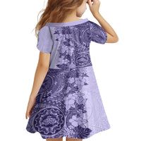 Polynesia Family Matching Off Shoulder Long Sleeve Dress and Hawaiian Shirt Hibiscus and Hawaiian Tribal Tattoo Retro Style Violet Color - Wonder Print Shop