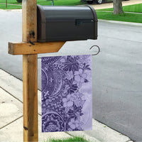 Polynesia Garden Flag Hibiscus and Hawaiian Tribal Tattoo Retro Style Violet Color - Wonder Print Shop