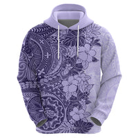 Polynesia Hoodie Hibiscus and Hawaiian Tribal Tattoo Retro Style Violet Color - Wonder Print Shop