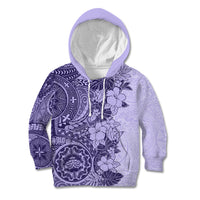 Polynesia Kid Hoodie Hibiscus and Hawaiian Tribal Tattoo Retro Style Violet Color - Wonder Print Shop
