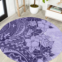 polynesia-round-carpet-hibiscus-and-hawaiian-tribal-tattoo-retro-style-violet-color