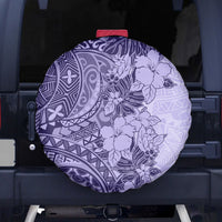 Polynesia Spare Tire Cover Hibiscus and Hawaiian Tribal Tattoo Retro Style Violet Color - Wonder Print Shop