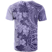 Polynesia T Shirt Hibiscus and Hawaiian Tribal Tattoo Retro Style Violet Color - Wonder Print Shop