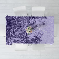 Polynesia Tablecloth Hibiscus and Hawaiian Tribal Tattoo Retro Style Violet Color - Wonder Print Shop