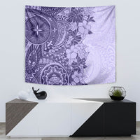 Polynesia Tapestry Hibiscus and Hawaiian Tribal Tattoo Retro Style Violet Color - Wonder Print Shop