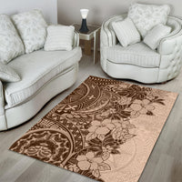 Polynesia Area Rug Hibiscus and Hawaiian Tribal Tattoo Retro Style Pink Pastel LT9 - Wonder Print Shop