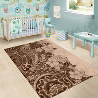 Polynesia Area Rug Hibiscus and Hawaiian Tribal Tattoo Retro Style Pink Pastel LT9 - Wonder Print Shop