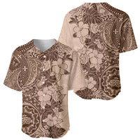 Polynesia Baseball Jersey Hibiscus and Hawaiian Tribal Tattoo Retro Style Pink Pastel LT9 - Wonder Print Shop