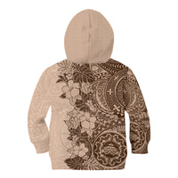 Polynesia Kid Hoodie Hibiscus and Hawaiian Tribal Tattoo Retro Style Pink Pastel - Wonder Print Shop