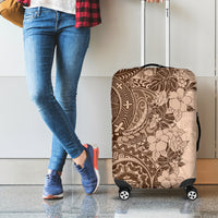 Polynesia Luggage Cover Hibiscus and Hawaiian Tribal Tattoo Retro Style Pink Pastel - Wonder Print Shop